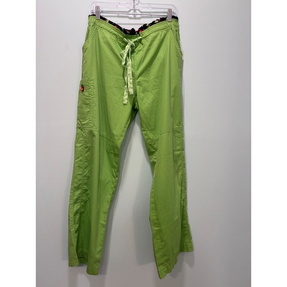 Mary Engelbreit Pants - Mary Engelbreit Scrub Pants Green Cherry Print Waistband Cargo Pocket Large